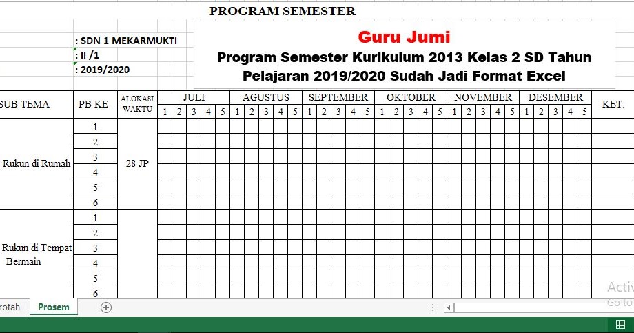Rpp Silabus Prota Promes Sd Kelas 2 K13