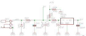 DIY tremolo with tap tempo schematic power supply