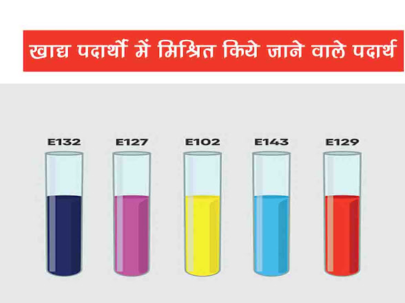 खाद्य पदार्थों में रंग एवं स्वाद के लिए मिश्रित किए जाने वाले पदार्थ | Food additives for color and flavor in Hindi