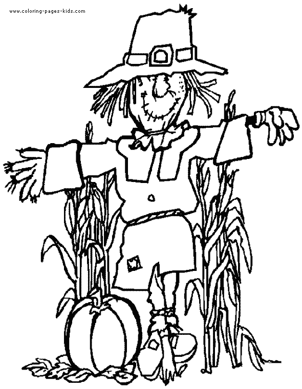  view of the thanksgiving scarecrow coloring pages and free printables title=