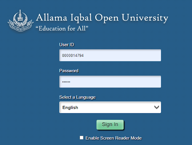 AIOU Roll No slips has been uploaded in CMS Portal