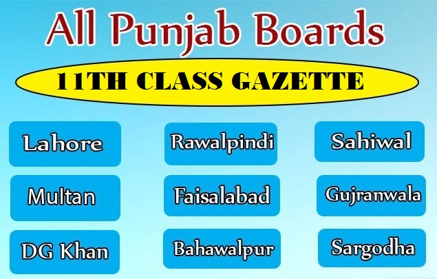  GAZETTE ALL PUNJAB BOARDS FOR CLASS FA/FSC PART I ANNUAL EXAMS 2023