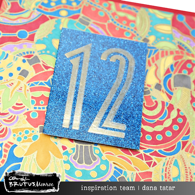 Tangled Ornaments hand-stitched December mini album created with card bases and a hand colored stamped, embossed, stenciled, and glazed cover panel.
