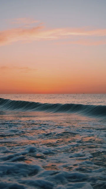 Sunset Clouds, Ocean, Waves, Horizon