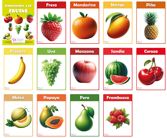 Descubre el Mundo de las Frutas - Fichas para imprimir en PDF 