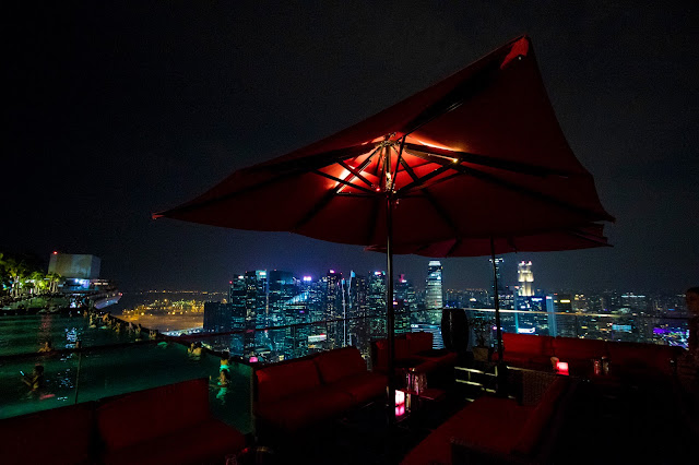 Panorama dalla terrazza e piscina del Marina bay Sands-Singapore