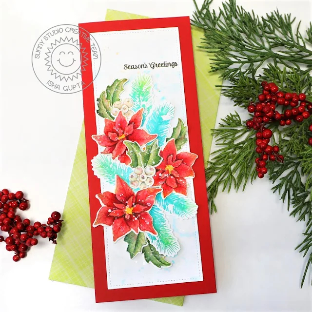 Classy Christmas Slimline Dies Christmas Themed Card by Isha Gupta