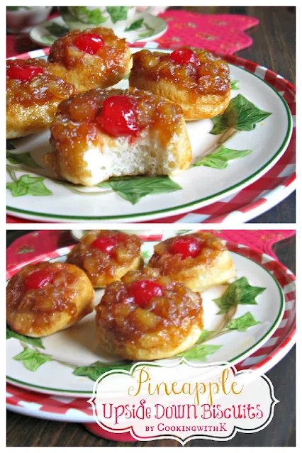 Pineapple Upside Biscuits, a new twist on a classic southern cake.  Fast and easy, these biscuits will be your go to breakfast, brunch, or dessert treat.