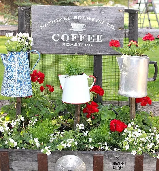 Photo collage of enamelware decor.