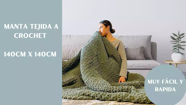 APRENDE A TEJER A CROCHET  Bella manta a Trapillo