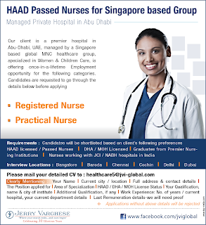 Nurses For Singapore Based Hospital In Abu Dhabi