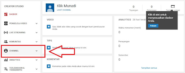 Klik Menu Channel