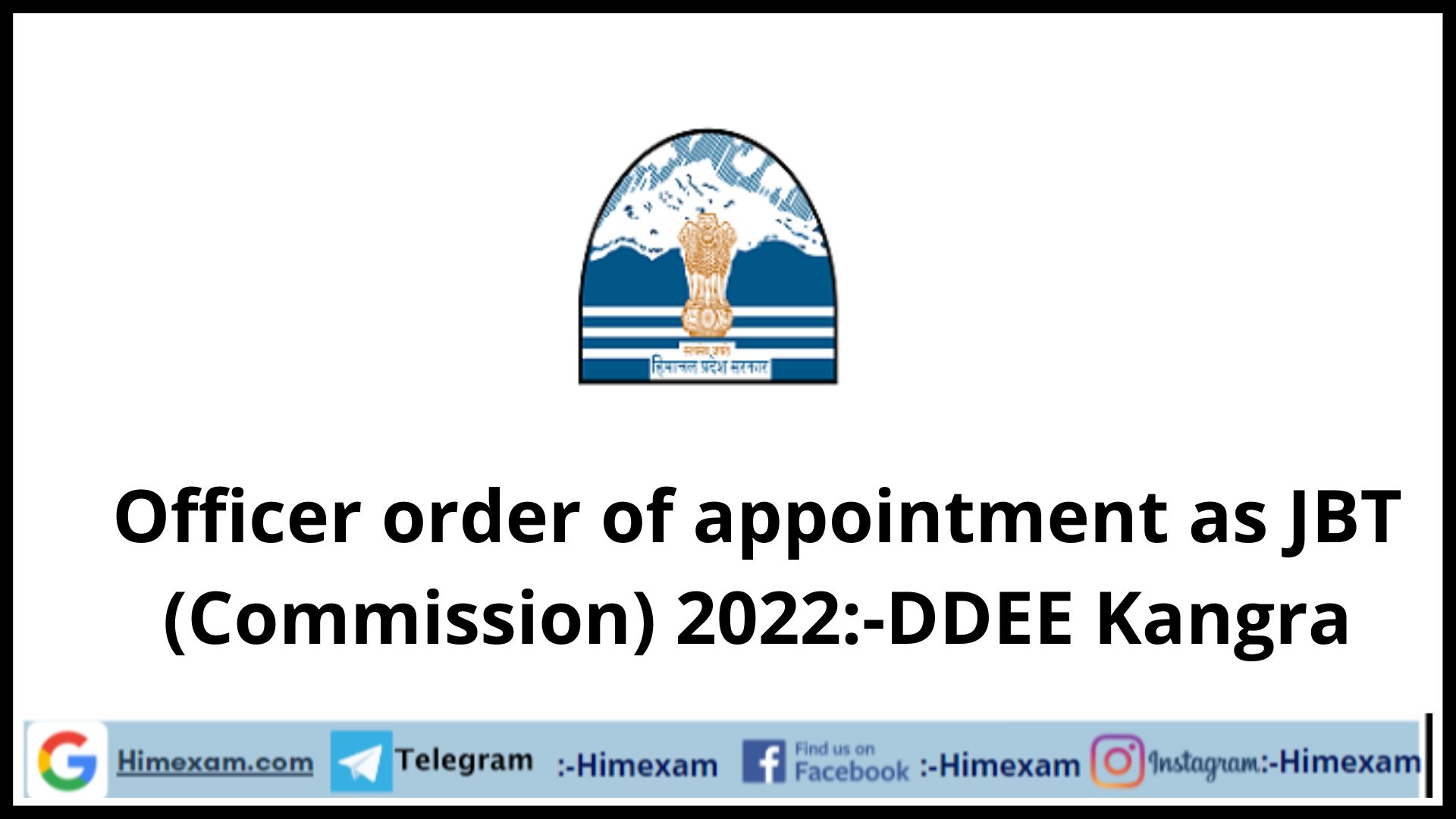 Officer order of appointment as JBT (Commission) 2022:-DDEE Kangra