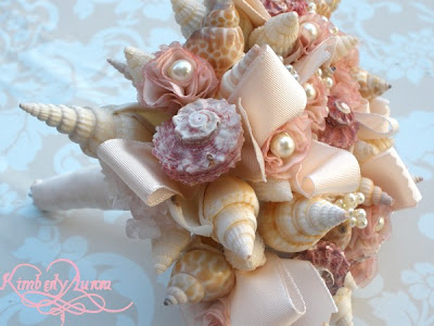 Or this beautiful bouquet of ribbon and sea shells