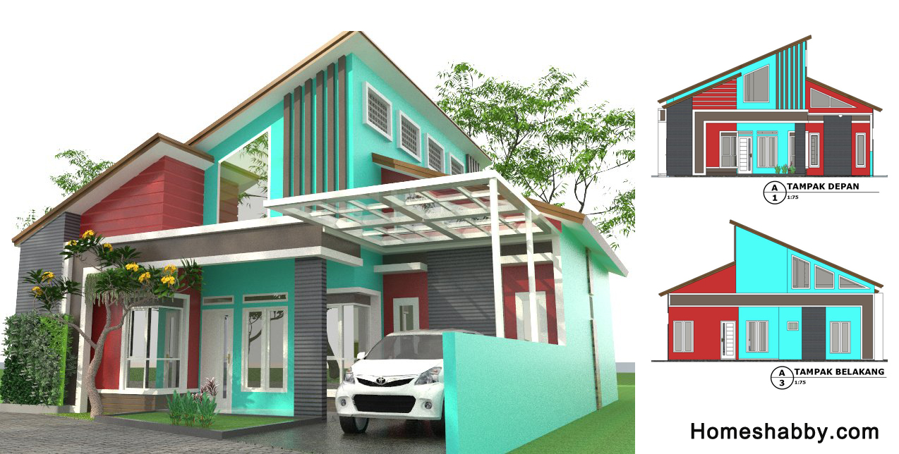  Desain  dan  Denah Rumah Minimalis Modern Ukuran 11 5 x 12 M 