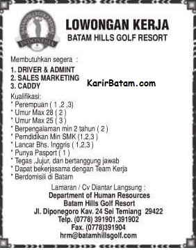 Lowongan Kerja Batam Hills Golf Resort - Lowongan Kerja 