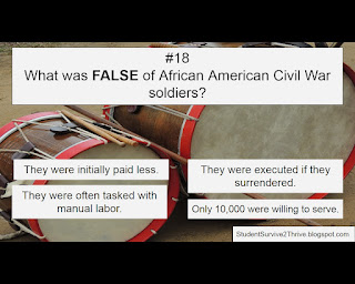 What was FALSE of African American Civil War soldiers? Answer choices include: They were initially paid less. They were executed if they surrendered. They were often tasked with manual labor. Only 10,000 were willing to serve.