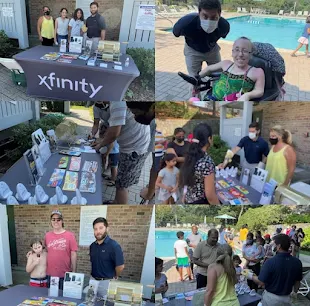 Collage of photos of residents at an ice cream social