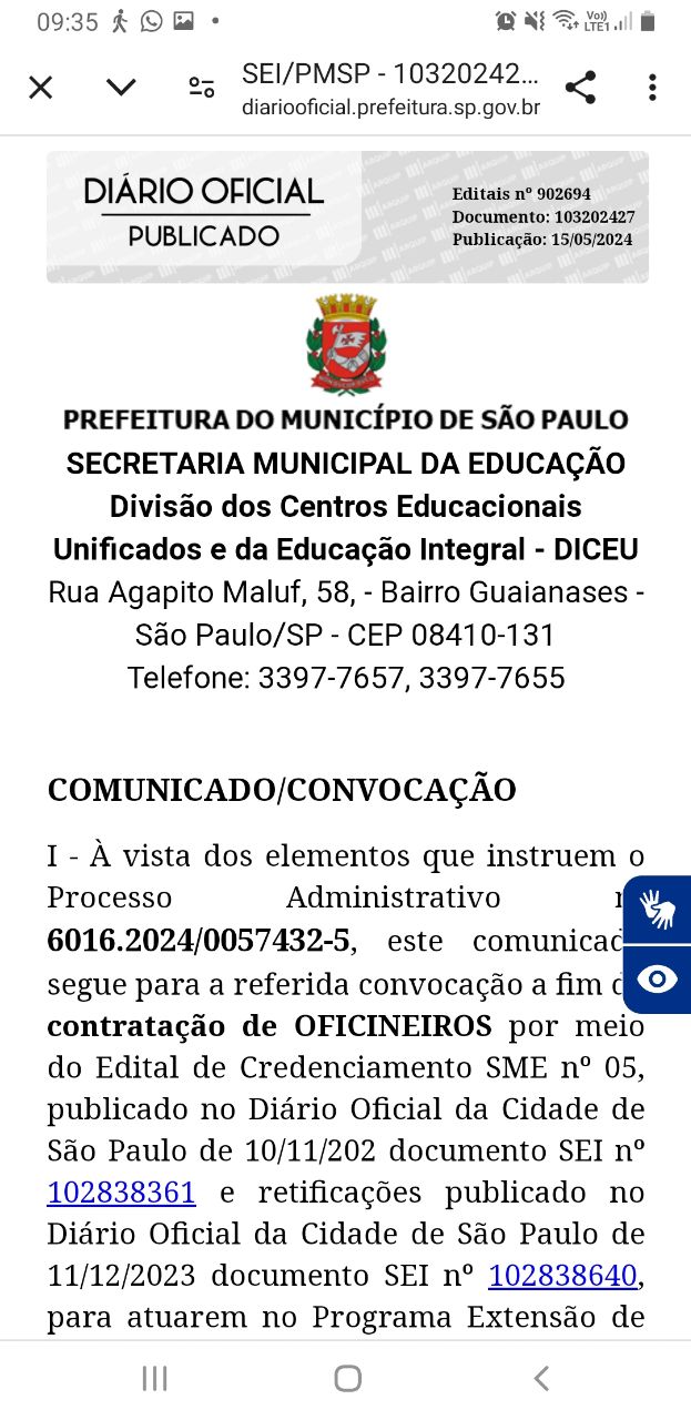 DRE Guaianases: contratação de OFICINEIROS