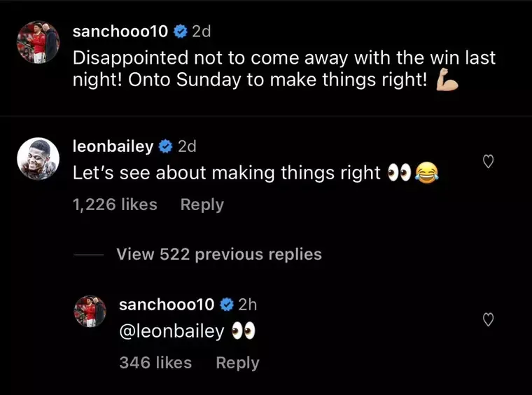 Jadon Sancho sends cheeky response to Aston Villa star Leon Bailey after Man Utd win