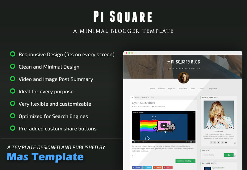 PiSquare Responsive Blogger Template