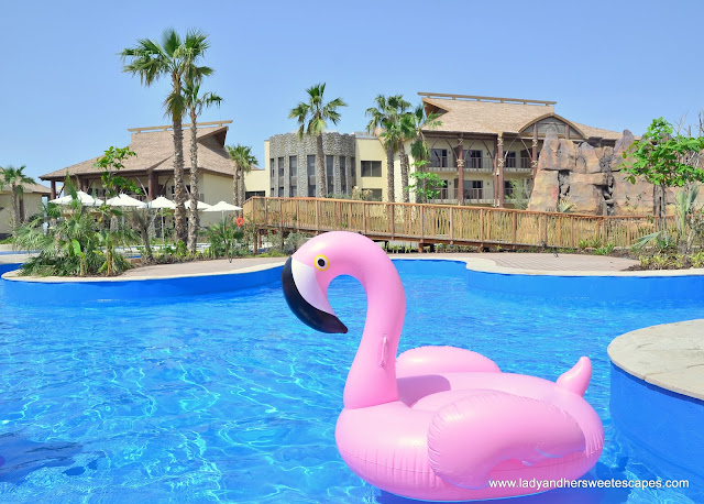 flamingo floater in Lapita Hotel pool