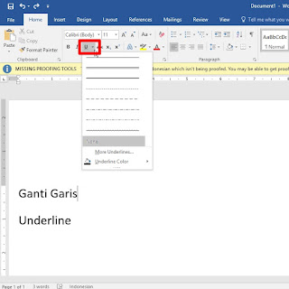 Cara mengganti model garis underline pada Microsoft WOrd