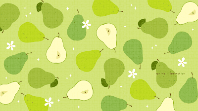 【洋梨】秋の果物のおしゃれでシンプルかわいいイラストPC壁紙・背景