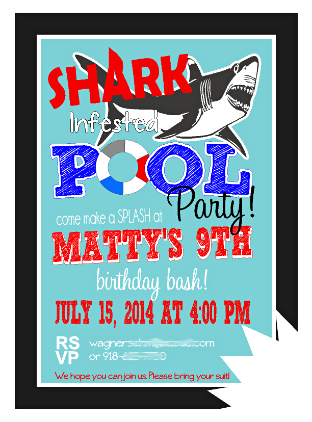 Shark Pool party invitation