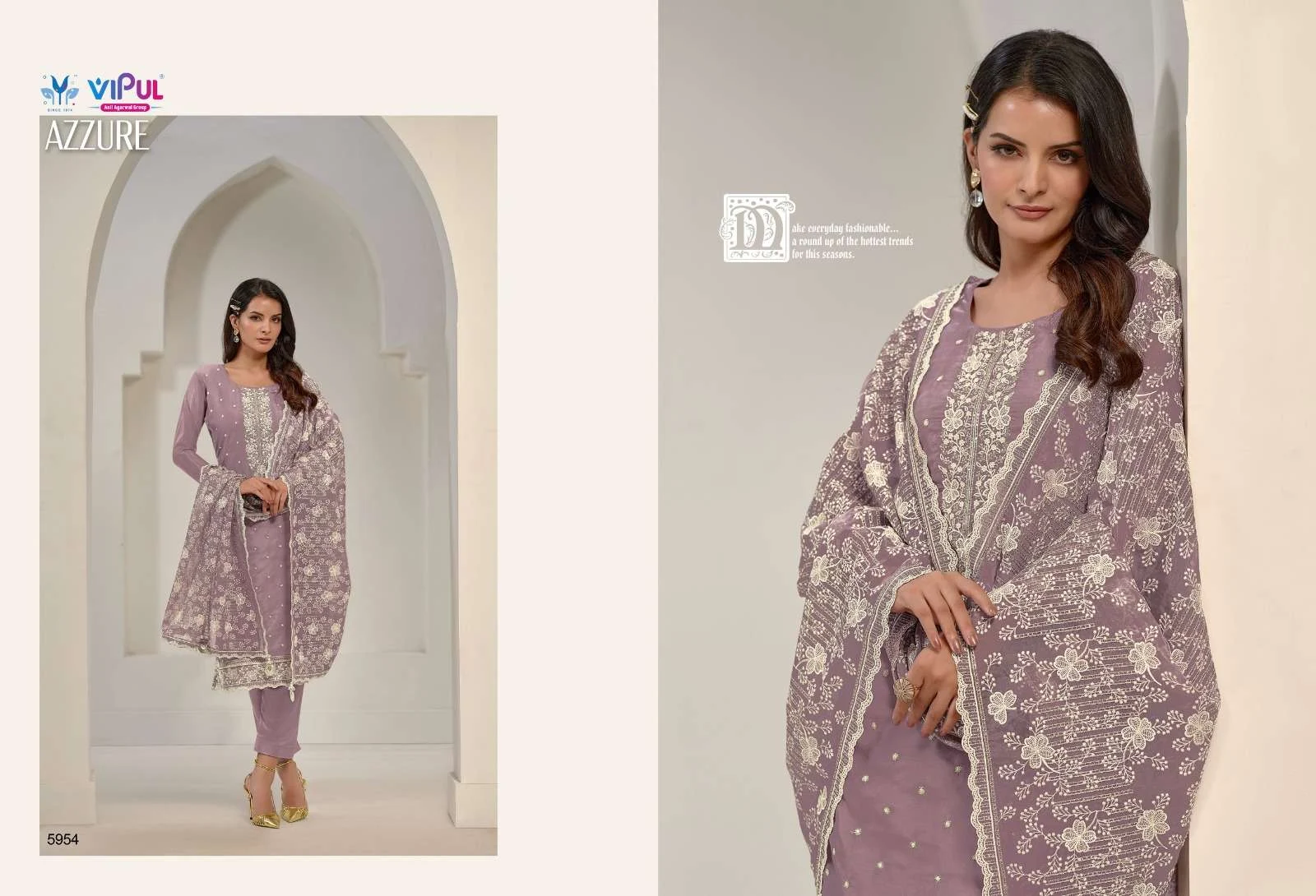 Azzure Vipul Soft Organza Embroidery Work Pant Style Suits
