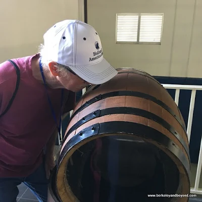 rum barrel sniffing at John Watling's Distillery in Nassau, Bahamas