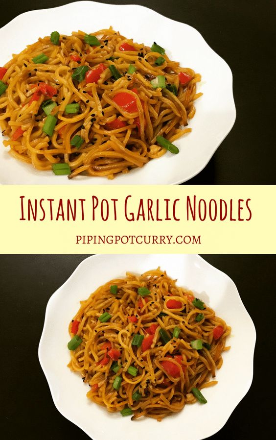 Easy and delicious one-pot Garlic Noodles in the instant pot. Just sauté the veggies, add sauces, noodles & water. These yummy noodles will definitely satisfy your take-out cravings.