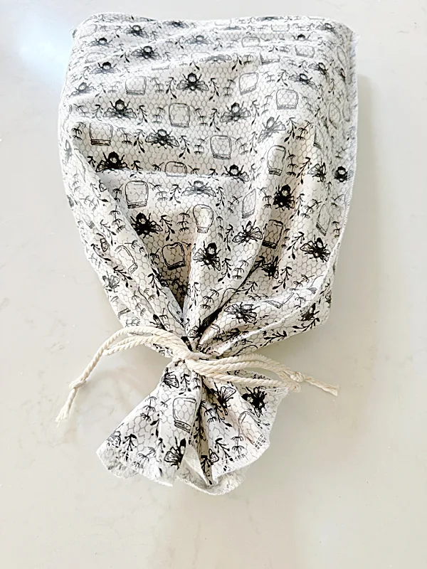 tied fabric bag