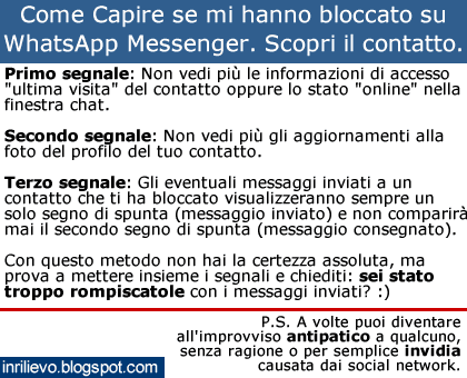 bloccato su whatsapp