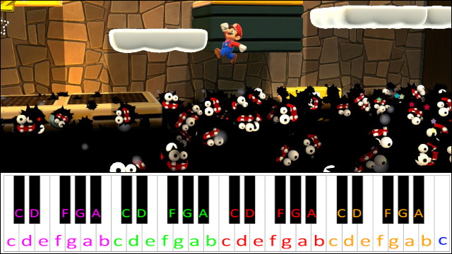 Fuzzy Flood Time Mine (Super Mario 3D World) Piano / Keyboard Easy Letter Notes for Beginners