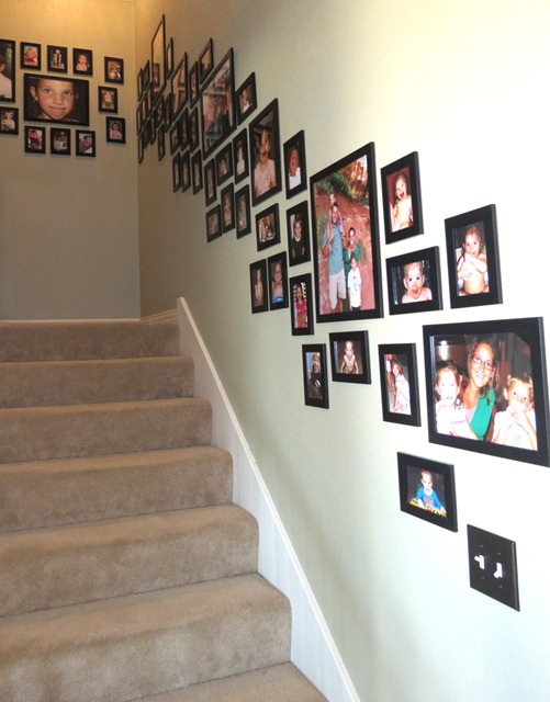 use velcro to hang pictures on stairway 1