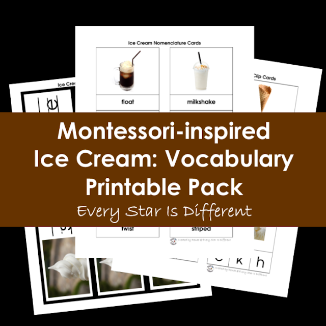 Montessori-inspired ice cream vocabulary printable pack