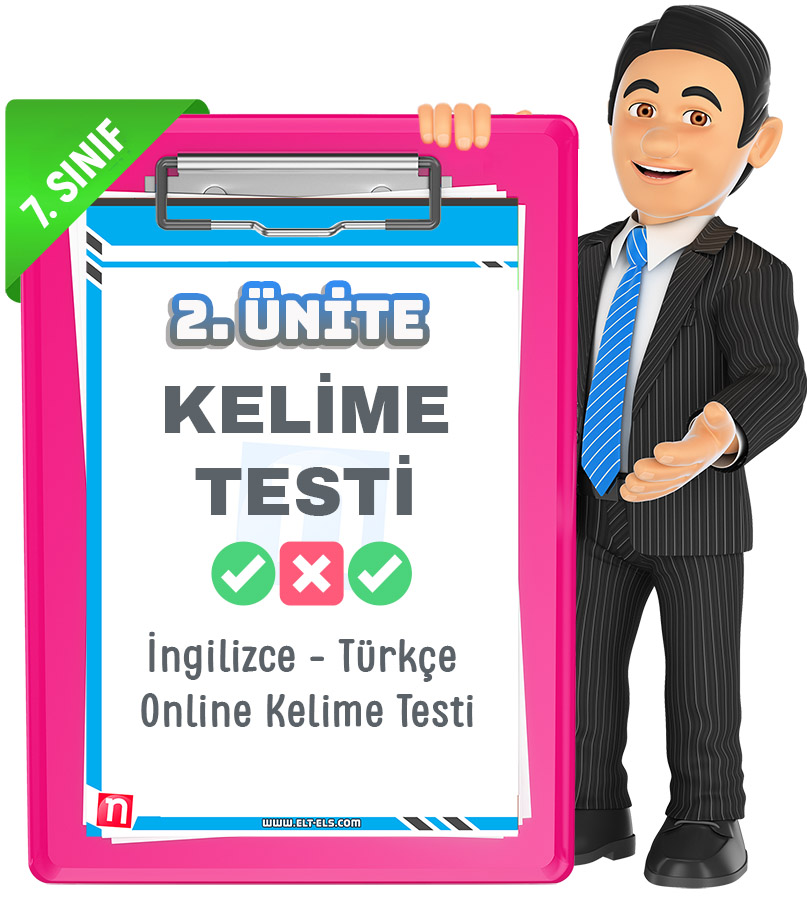 7. sınıf İngilizce kelime testleri