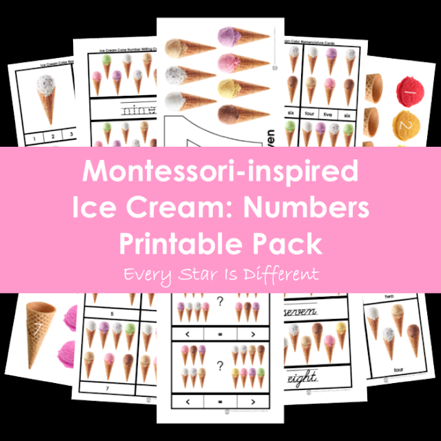 Montessori-inspired ice cream numbers printable pack