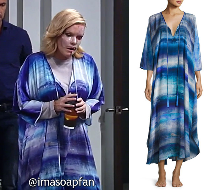 Ava Jerome, Maura West, Blue Abstract Print Caftan, General Hospital, GH