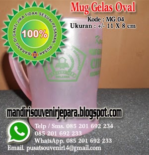 souvenir gelas murah, mug gelas oval