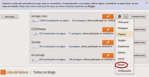 Plataforma blogger - Meus Blogs