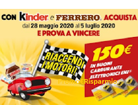 Logo Concorso ''Riaccendi i motori con Kinder e Ferrero'': in palio 100 buoni carburante da 150 euro