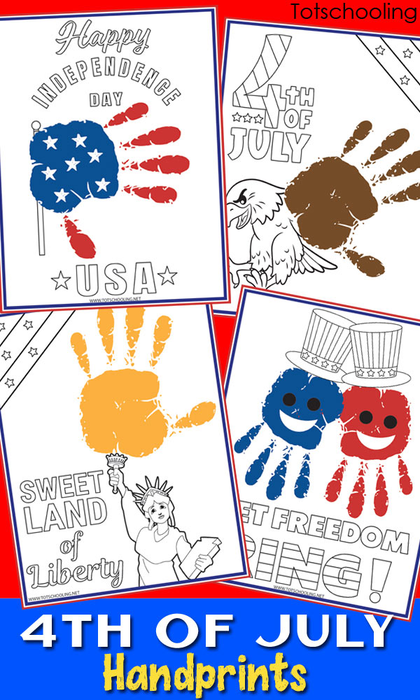 FREE printable Handprint templates for 4th of July or Independence Day theme for Preschool and kindergarten kids