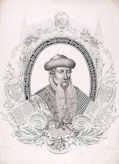 calligraphy portrait of Johannes Gutenberg