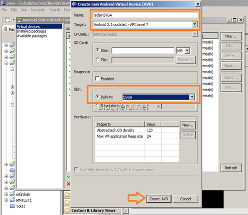 android emulator: create AVD