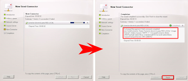 new-SendConnector -Name ‘NOMBRE_DEL_CONECTOR’ -Usage’TIPO_DE_CONECTOR’ -AddressSpaces ‘SMTP,DOMINIO,PESO’ -IsScopedConnector $true/$false -DNSRoutingEnabled $true/$false –UseExternalDNSServersEnabled $true/$false -SourceTransportServers ‘NOMBRE_DE_SERVIDOR’