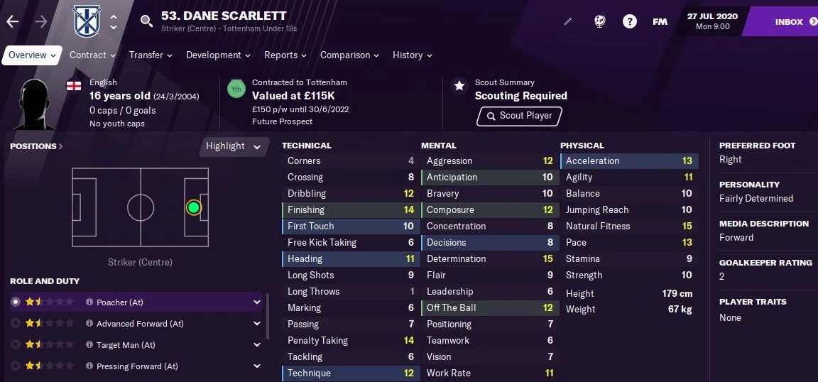 Dane Scarlett Football Manager 2021 FM21