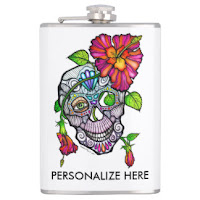 https://www.zazzle.com/sugar_skull_flower_hip_flask-256987536765901531