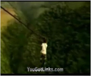 Kids ride a zip line to go to school. Click and goto the video.